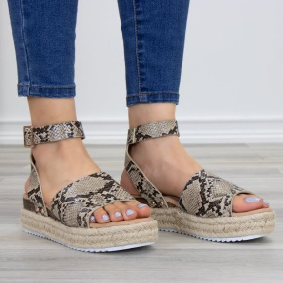 Python Snake Espadrille Platform Comfort Sandal - Picture 4 of 7
